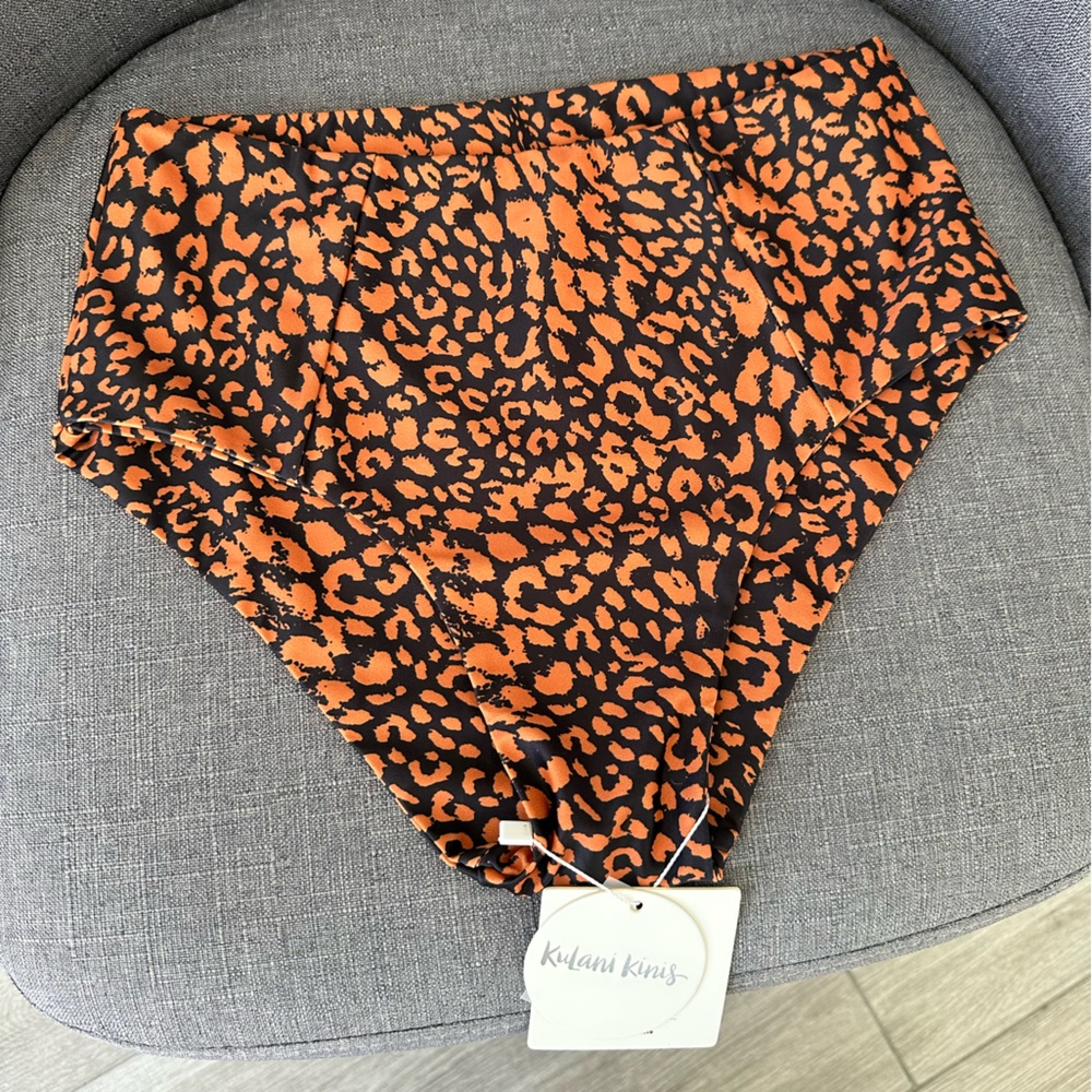 Kulani Kinis High Waisted Panel Bikini Bottom Raven Animal Print Leopard Cheetah